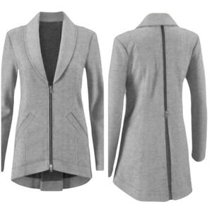 CAbi Women's 5300 Drop Off Gray Striped Zip Front Jersey Knit Jacket Size XS